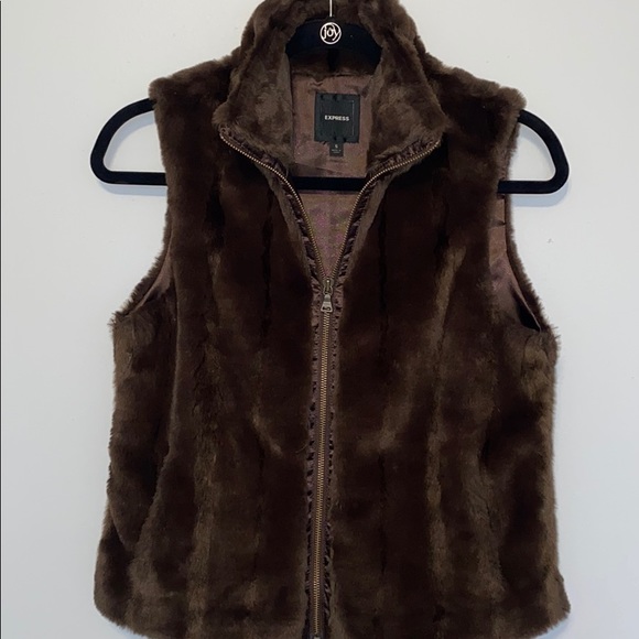 Express Jackets & Blazers - Express Brown Faux Fur Vest